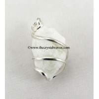 White Aventurine Hammered Nuggets Cage Wrapped Pendant